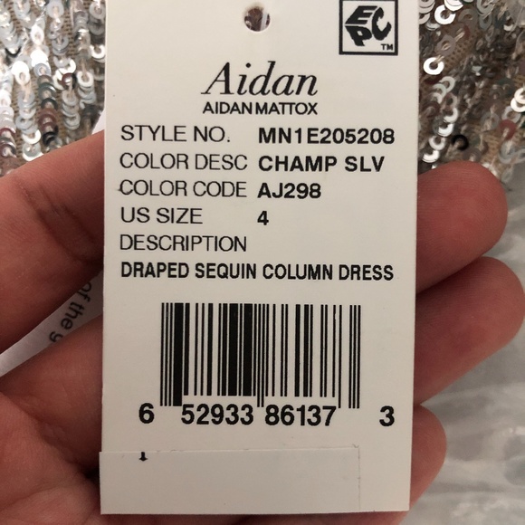 Aidan Mattox Silver Sequin Midi Dress - Picture 7 of 7